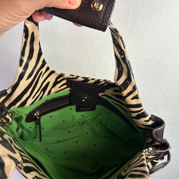 Kate Spade Mini Bag black brown Zebra animal Purse should pouchette small patent - Picture 8 of 14